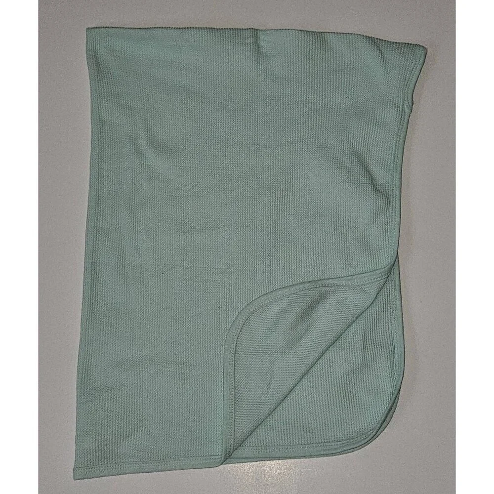 Bambini Solid Mint Green Waffle Knit 100% Cotton Thermal Blanket 28